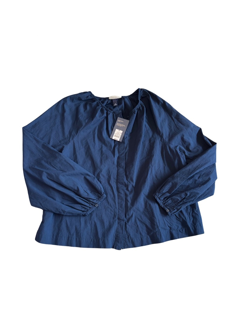 Universal Thread Women’s Balloon Long Sleeve Hidden Button Down Blouse in Navy